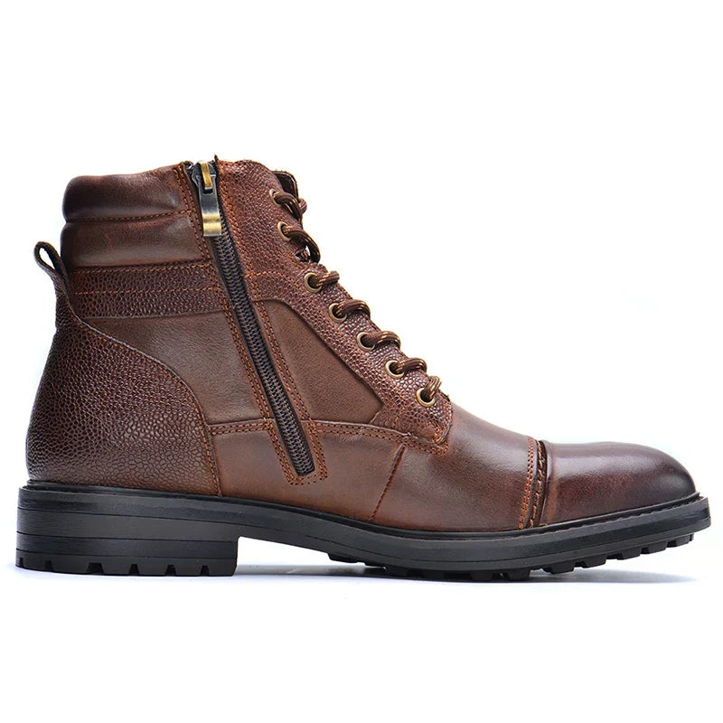 Men's Leather Cap Toe Ankle Boots