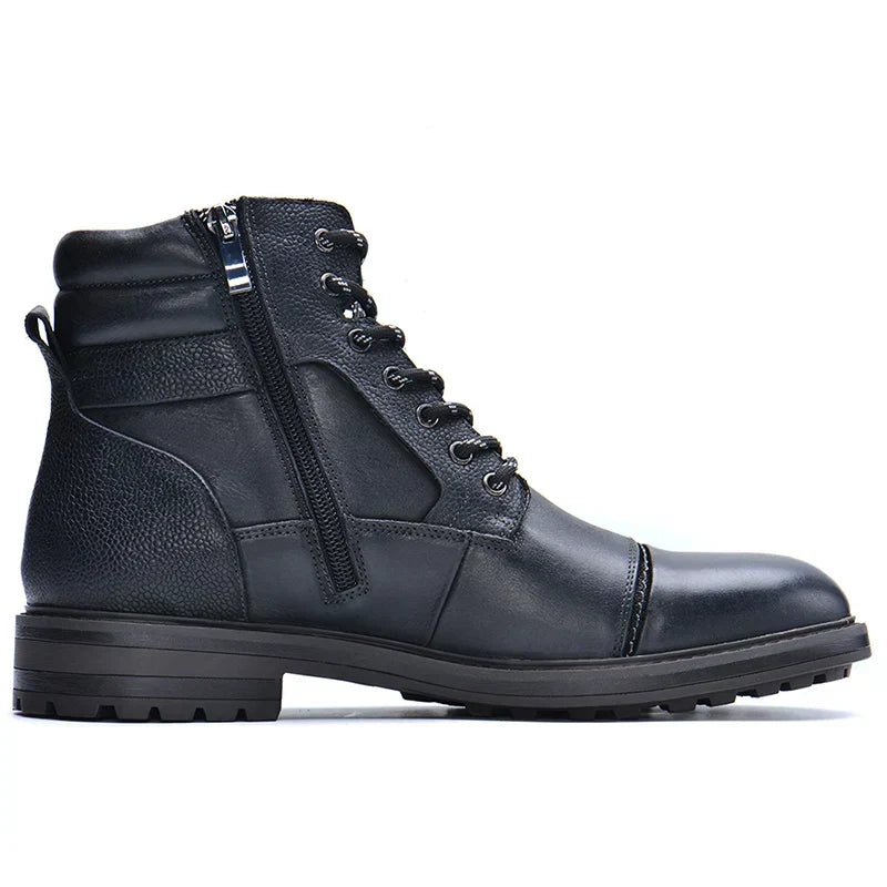 Men's Leather Cap Toe Ankle Boots