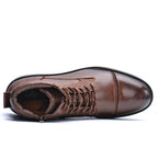 Men's Leather Cap Toe Ankle Boots