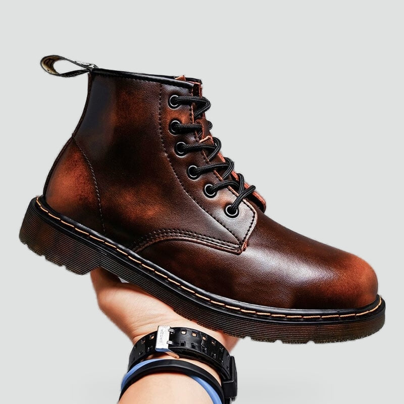 Men's Leather Lace-Up Combat Boots