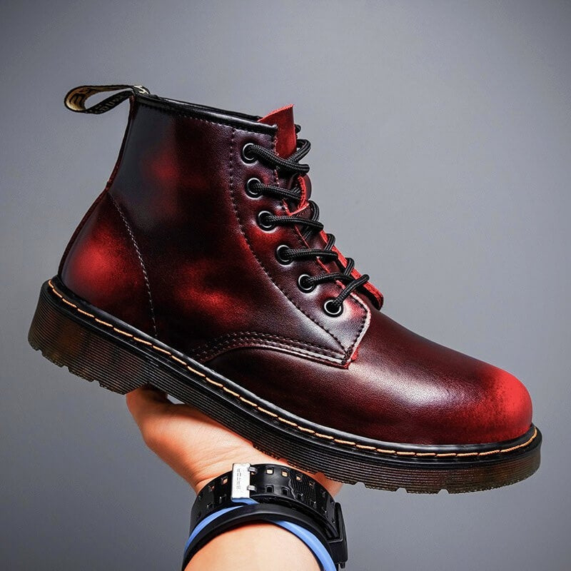Men's Leather Lace-Up Combat Boots