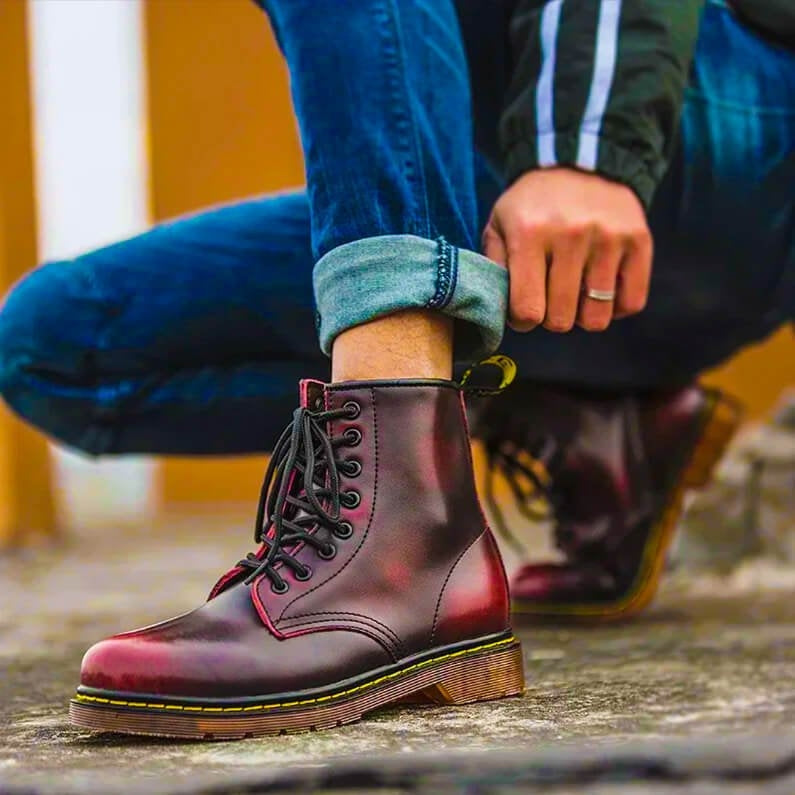 Men's Leather Lace-Up Combat Boots