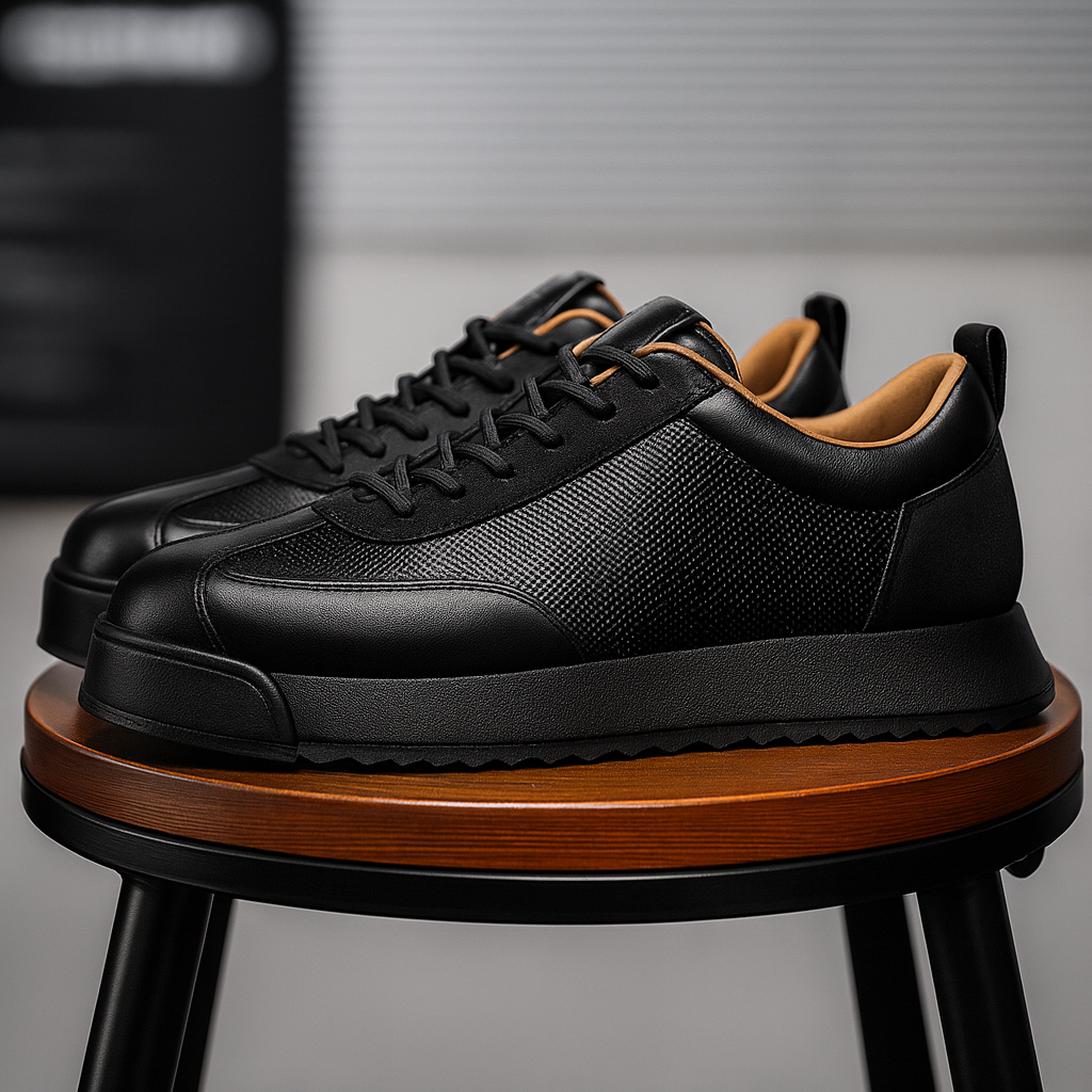 Men's Leather-Look Woven Sneakers