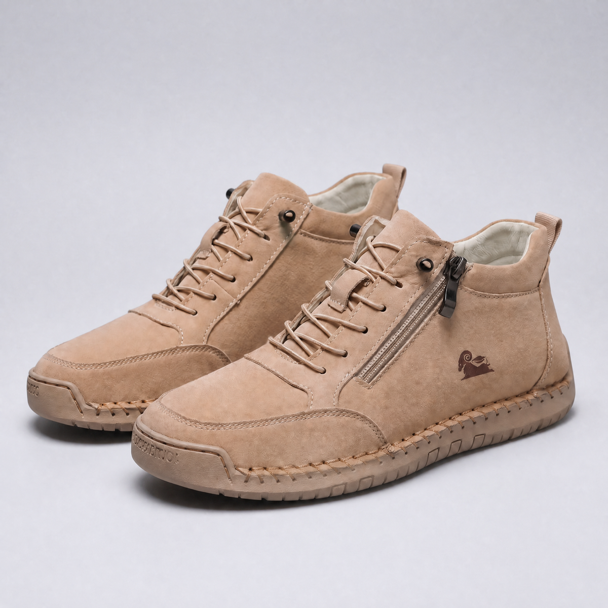 Men's Leather-Look Zip-Up High Top Sneakers