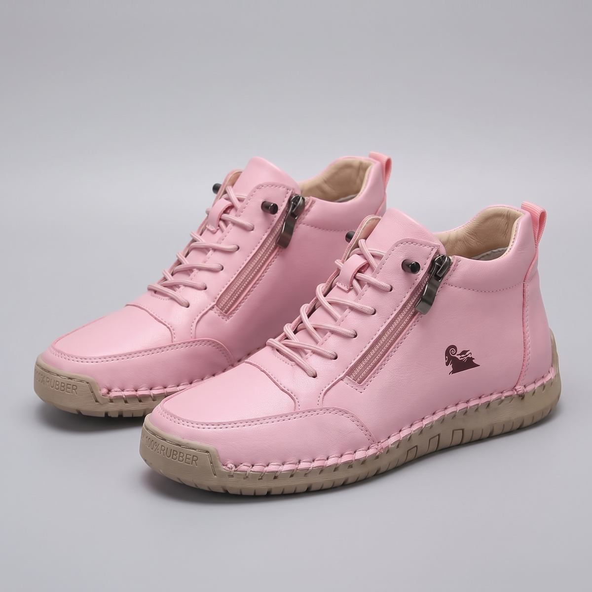Men's Leather-Look Zip-Up High Top Sneakers