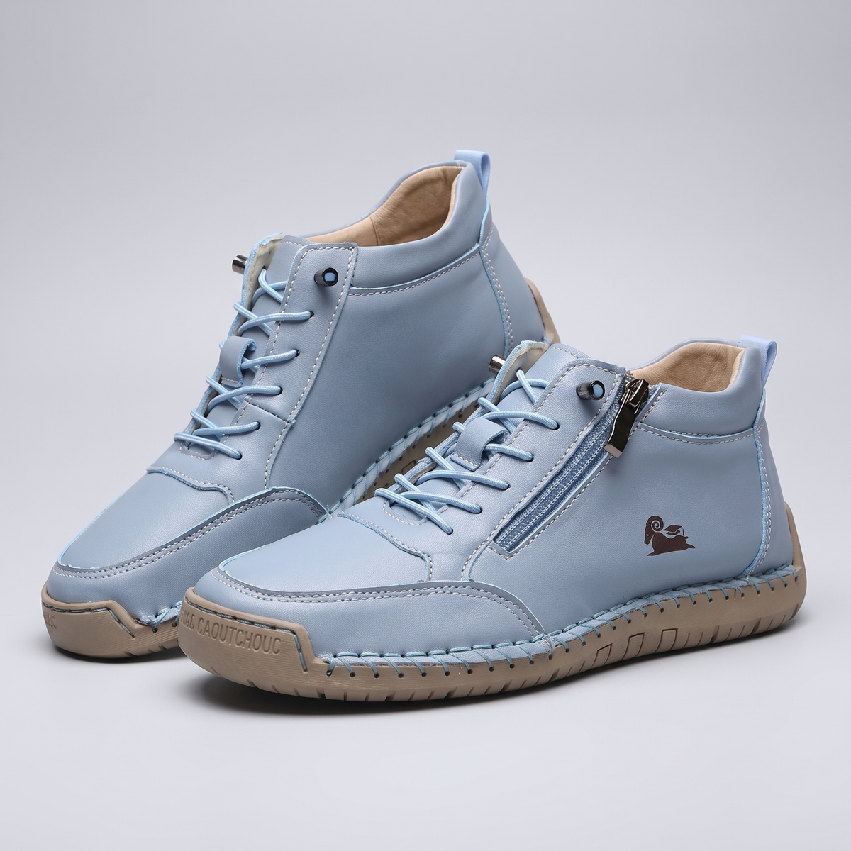 Men's Leather-Look Zip-Up High Top Sneakers