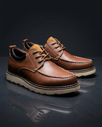 Men's Leather Moc Toe Derby Shoes