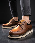Men's Leather Moc Toe Derby Shoes