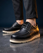 Men's Leather Moc Toe Derby Shoes