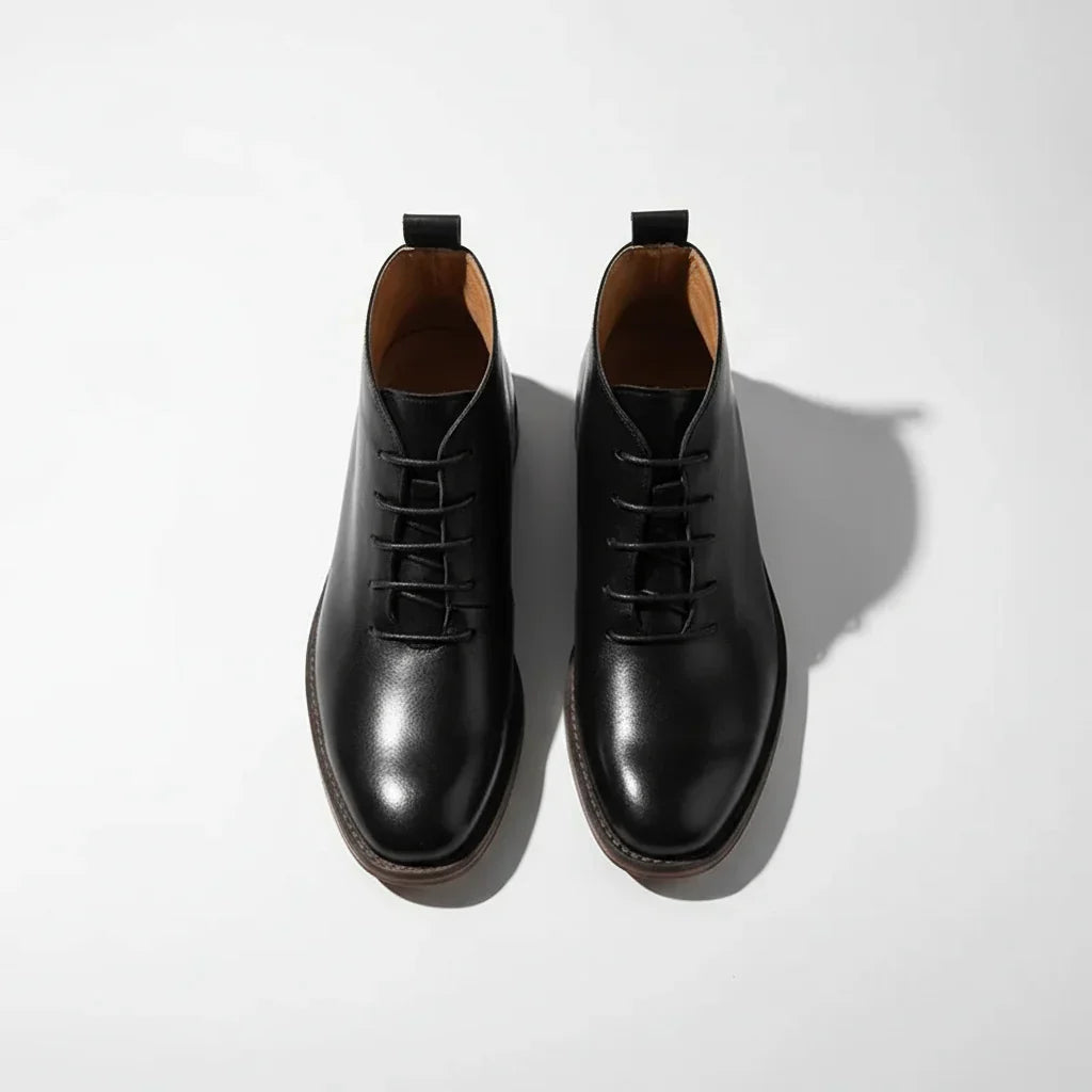 Men's Leather Plain Toe Ankle Boots