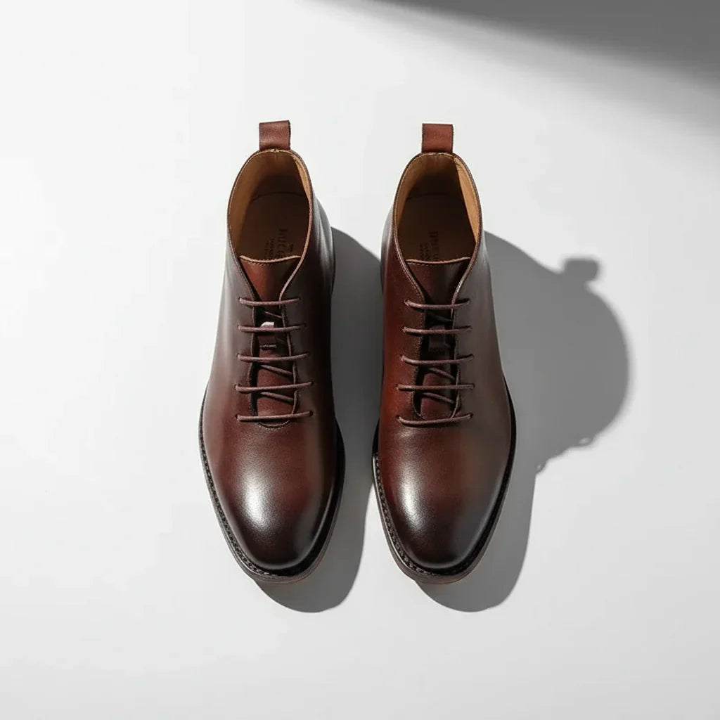 Men's Leather Plain Toe Ankle Boots