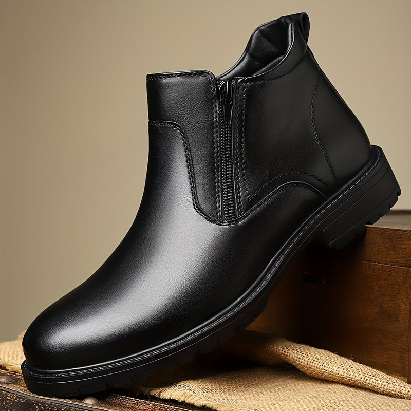 Men's Leather Zip-Up Ankle Boots