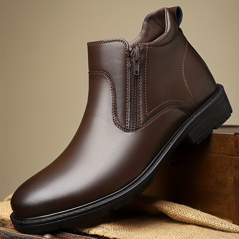 Men's Leather Zip-Up Ankle Boots