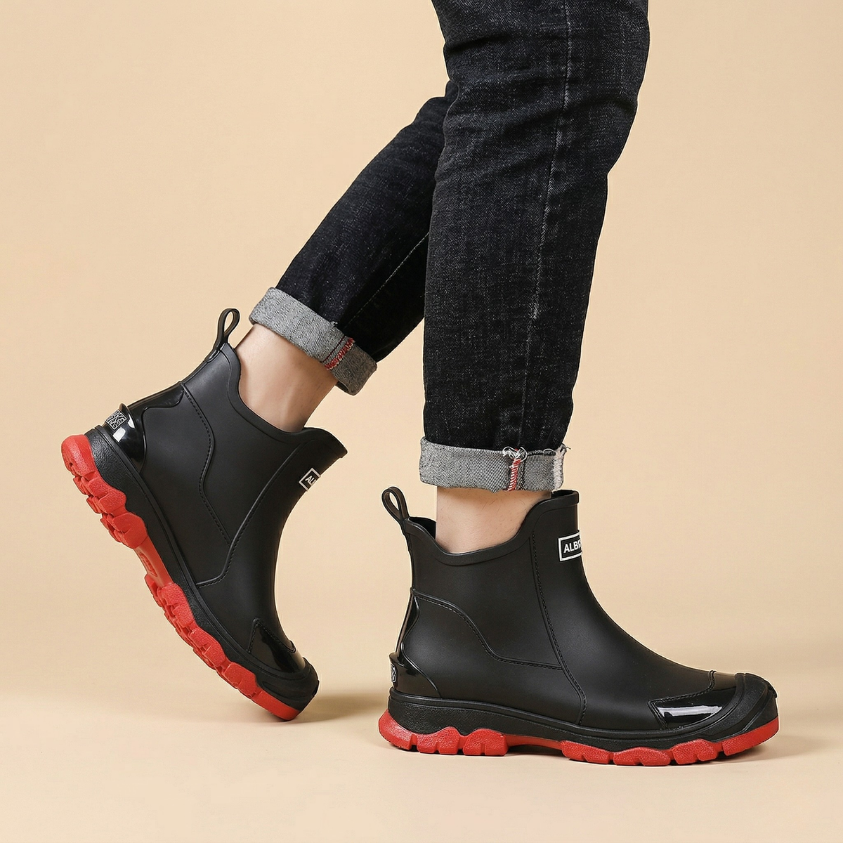 Men's Leather Lug Sole Ankle Boots