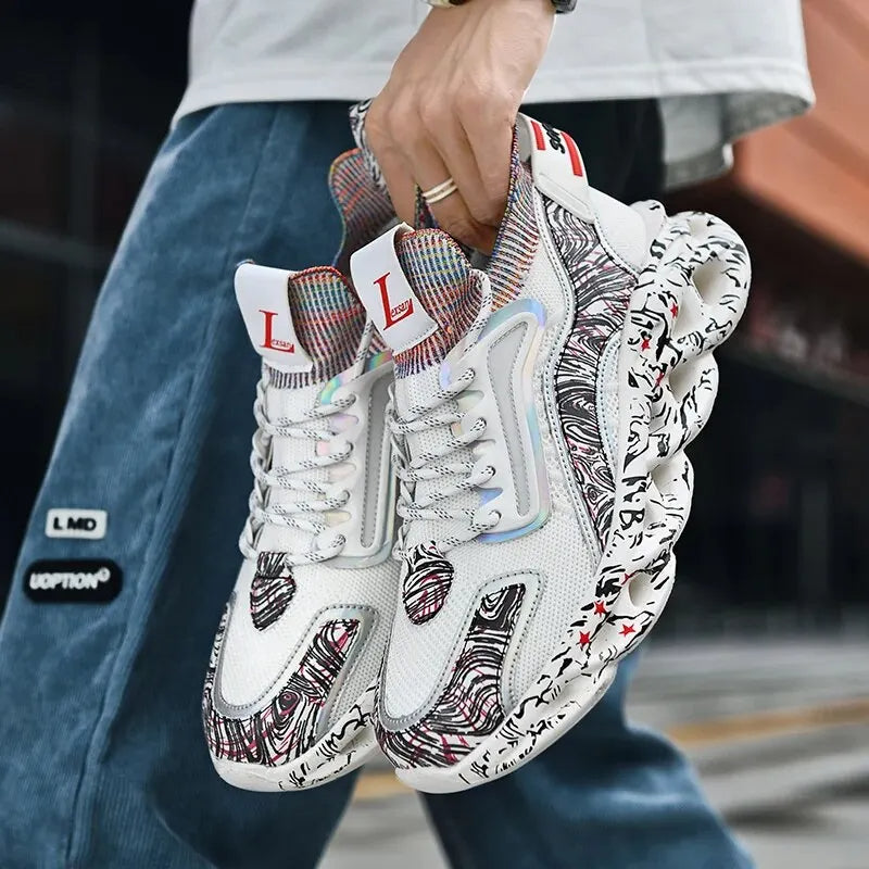 Men's Patterned Lace-Up Sneakers