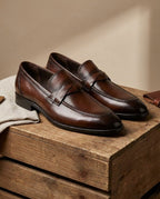 Men's Leather Raised Sole Penny Loafers