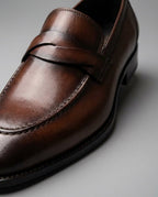 Men's Leather Raised Sole Penny Loafers