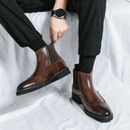 Men's Leather Wingtip Chelsea Boots