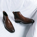Men's Leather Wingtip Chelsea Boots