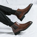Men's Leather Wingtip Chelsea Boots