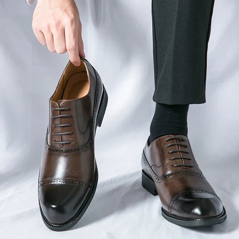 Men's Perforated Leather Oxford Shoes