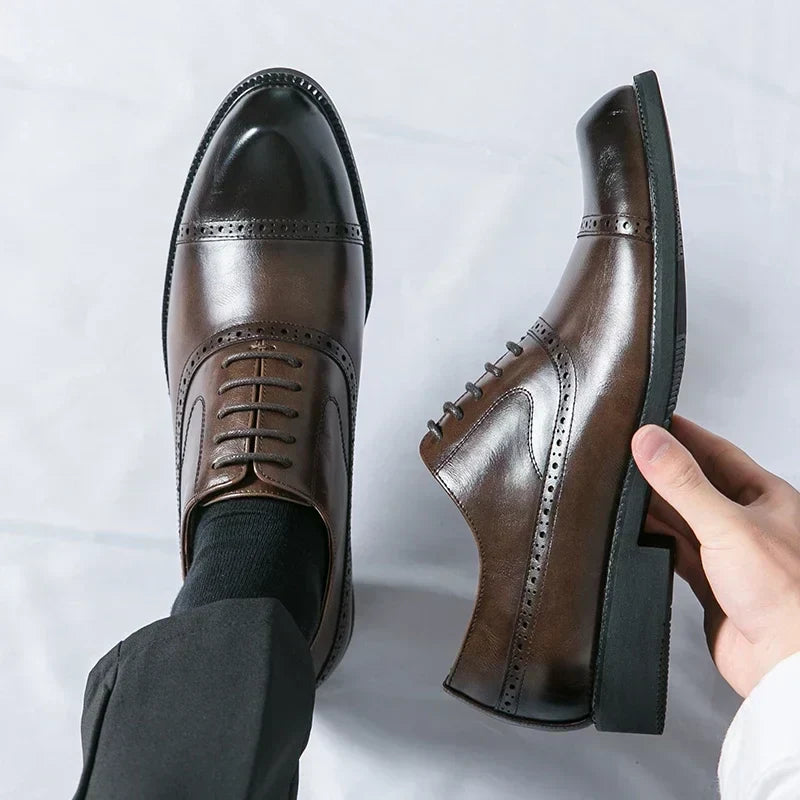 Men's Perforated Leather Oxford Shoes