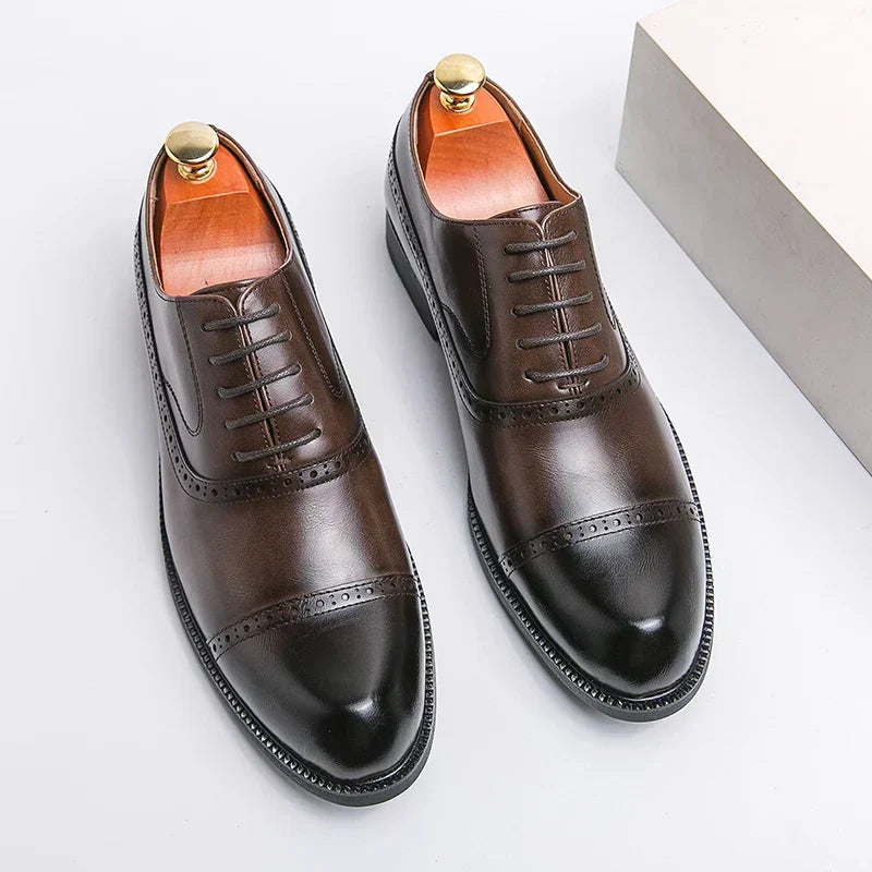 Men's Perforated Leather Oxford Shoes