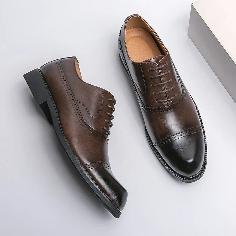 Men's Perforated Leather Oxford Shoes