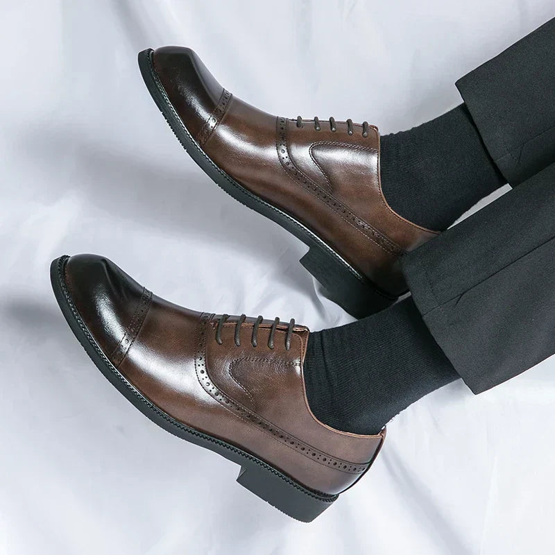 Men's Perforated Leather Oxford Shoes