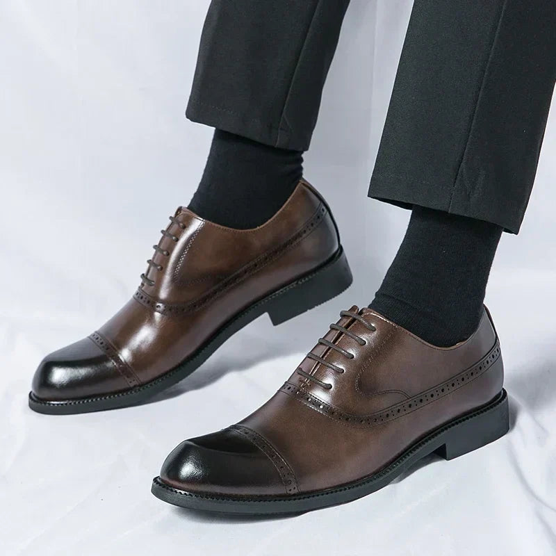 Men's Perforated Leather Oxford Shoes