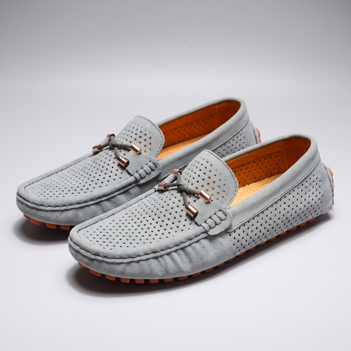 Men's Perforated Suede Driving Loafers