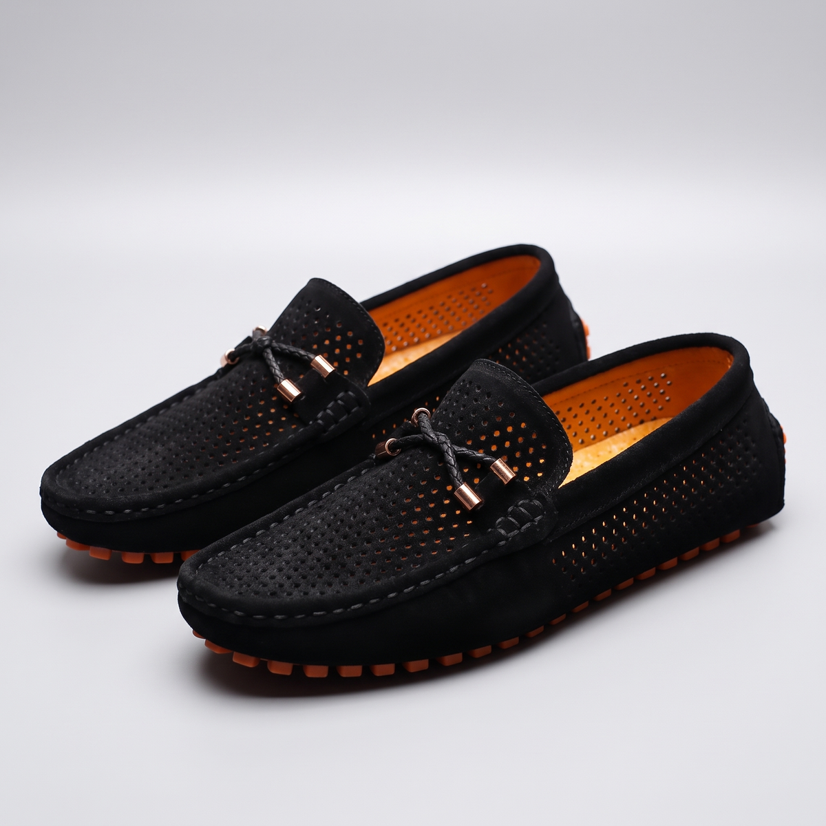 Men's Perforated Suede Driving Loafers