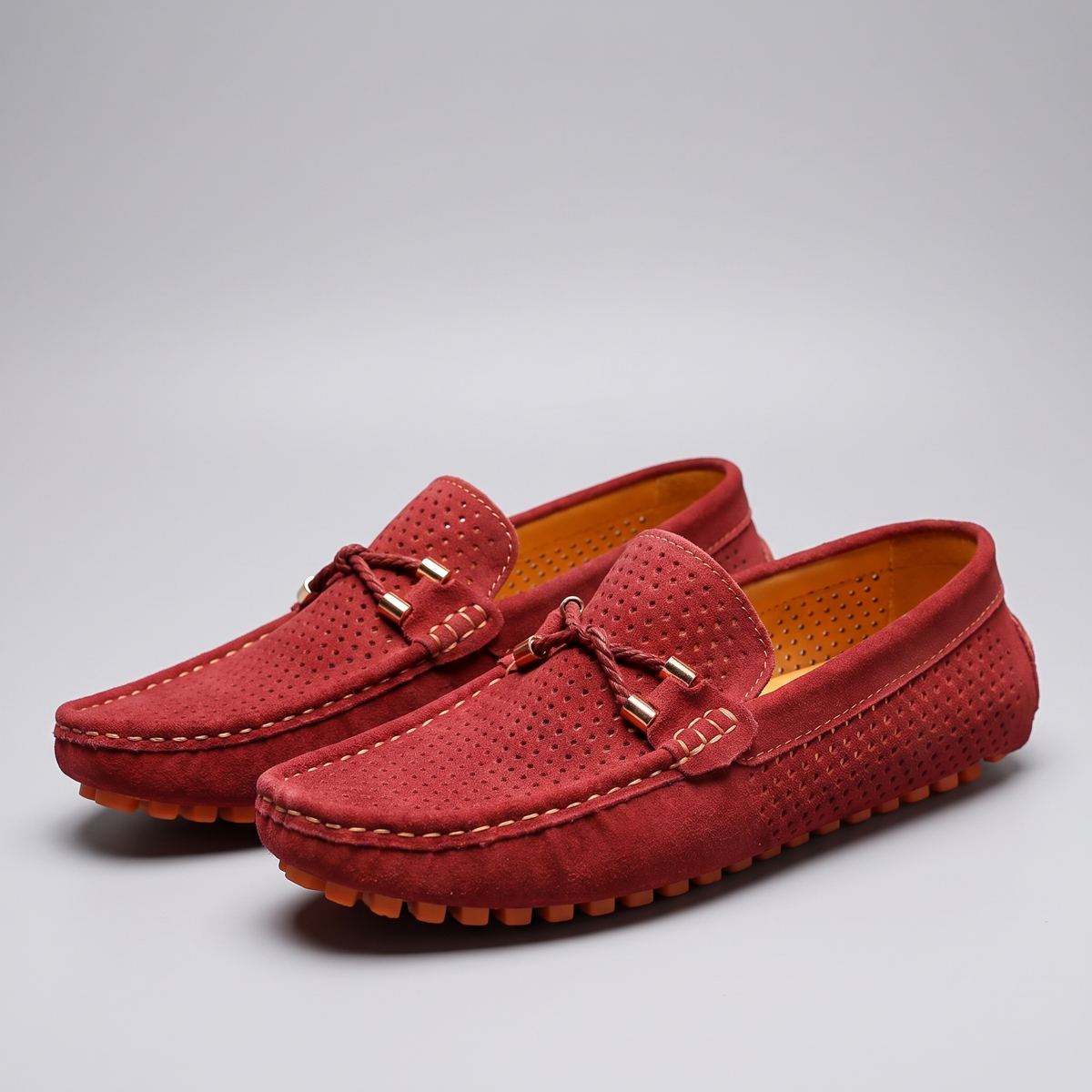 Men's Perforated Suede Driving Loafers