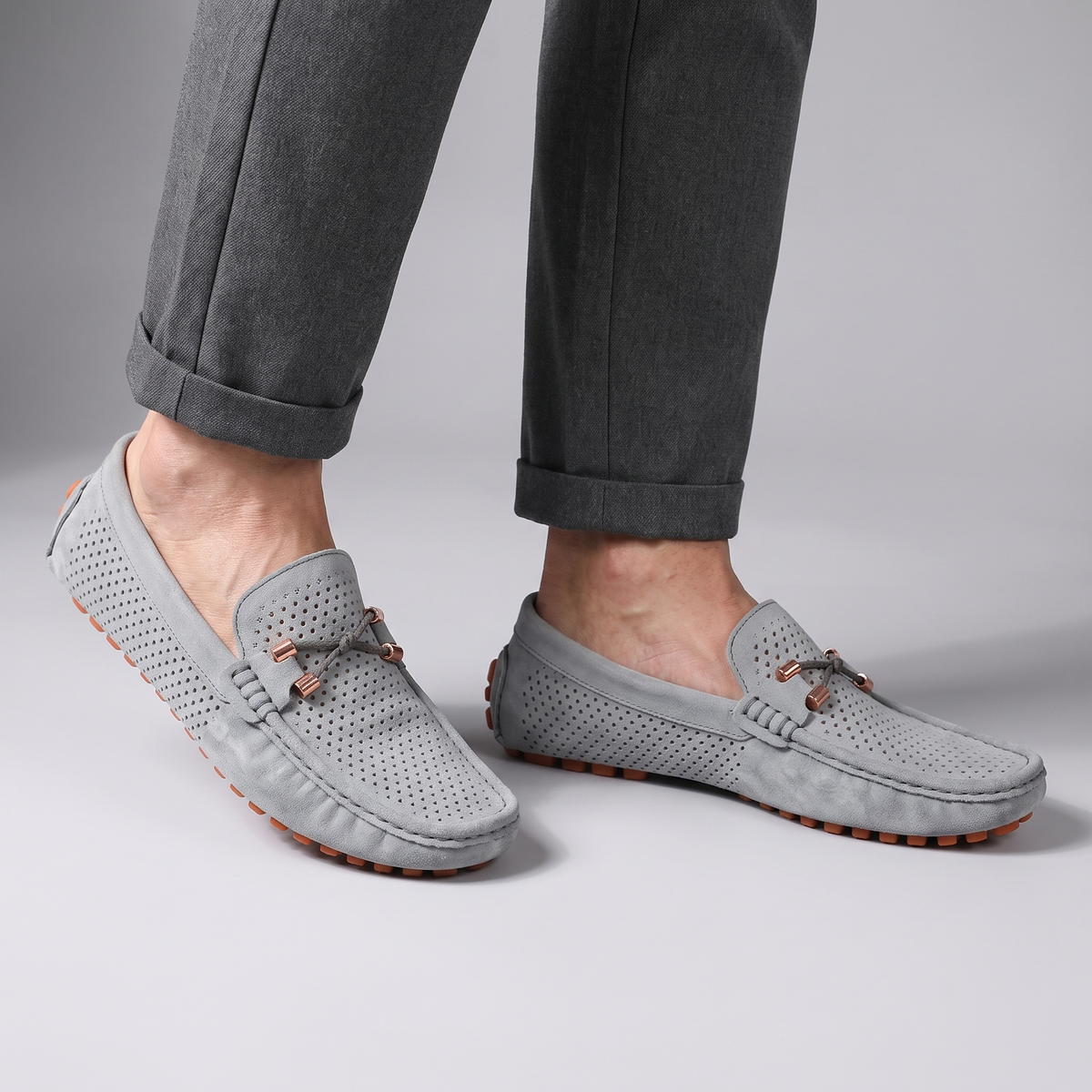 Men's Perforated Suede Driving Loafers