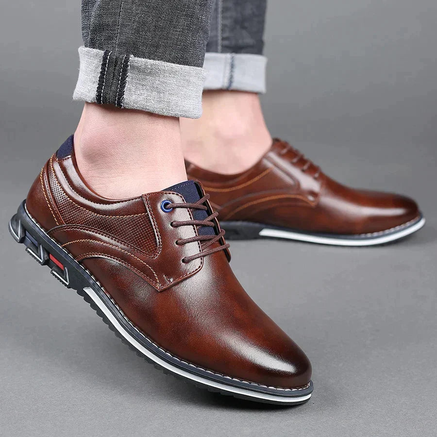 Men's Leather Plain Toe Derby Shoes