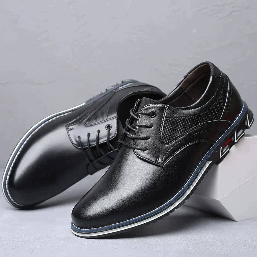 Men's Leather Plain Toe Derby Shoes