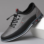 Men's Plain Toe Leather-Look Sneakers