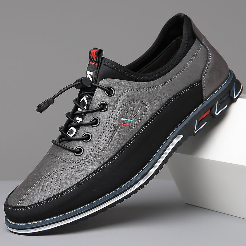 Men's Plain Toe Leather-Look Sneakers