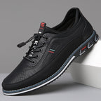 Men's Plain Toe Leather-Look Sneakers