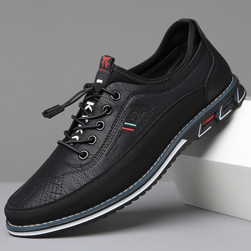 Men's Plain Toe Leather-Look Sneakers