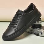 Men's Leather-Look Plain Toe Low Top Sneakers
