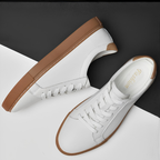 Men's Leather-Look Plain Toe Low Top Sneakers