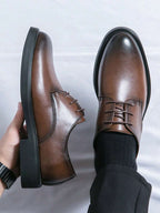 Men's Leather Round Toe Derby Shoes