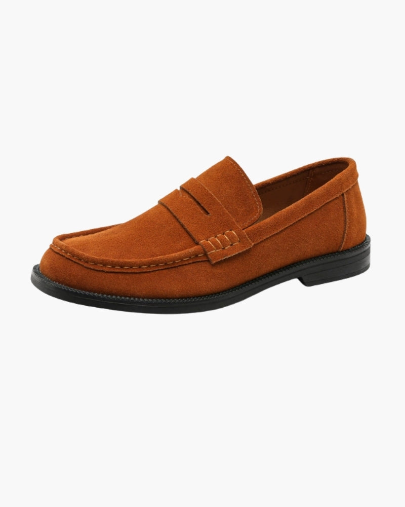 Men's Leather Moc Toe Penny Loafers