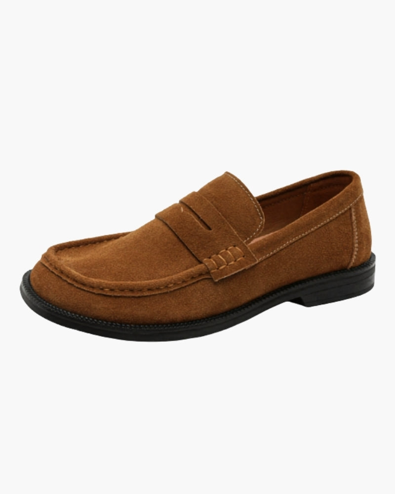 Men's Leather Moc Toe Penny Loafers