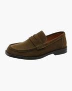 Men's Leather Moc Toe Penny Loafers