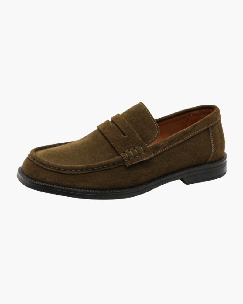 Men's Leather Moc Toe Penny Loafers