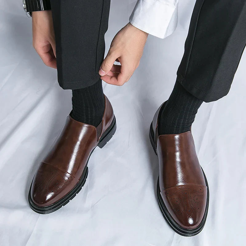 Men's Slip-On Brogue Dress Shoes