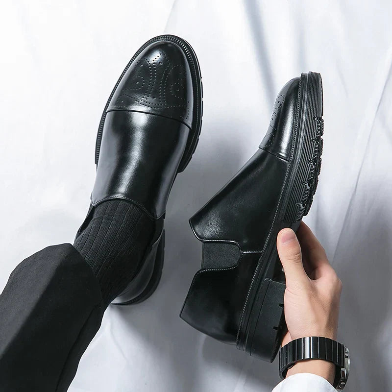 Men's Slip-On Brogue Dress Shoes