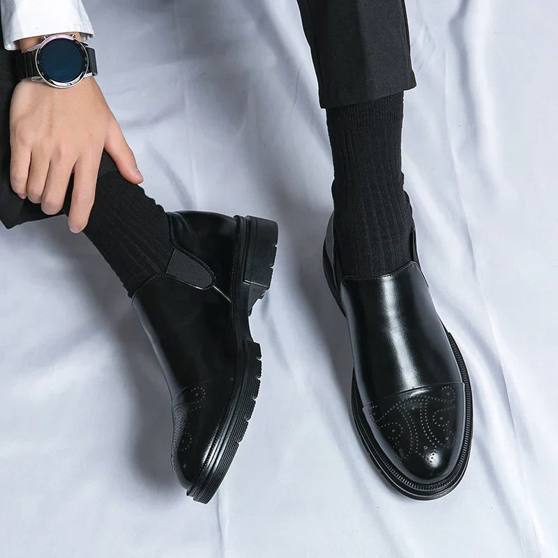 Men's Slip-On Brogue Dress Shoes